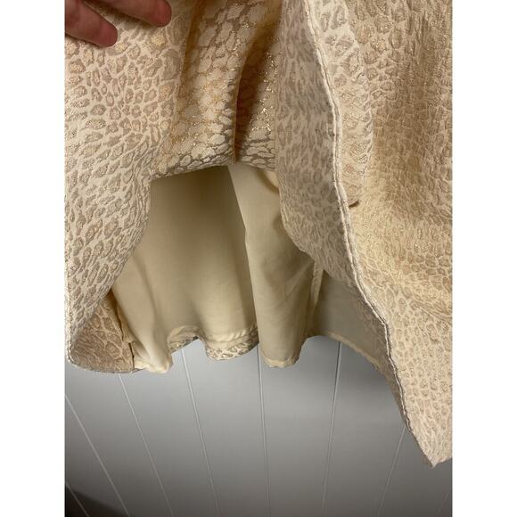 Banana Republic Heritage Gold Leapard Print Box Pleat V Neck Halter Dress Size 8 - Picture 7 of 10